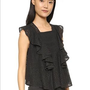 REBECCA MINKOFF Women's Black Ruffled Mavis Top